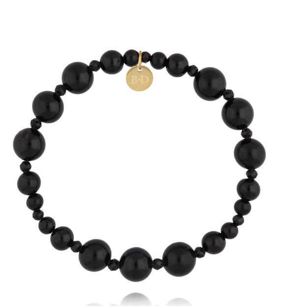 Bransoletka z czarnym turmalinem na elastycznej gumce BPA0655