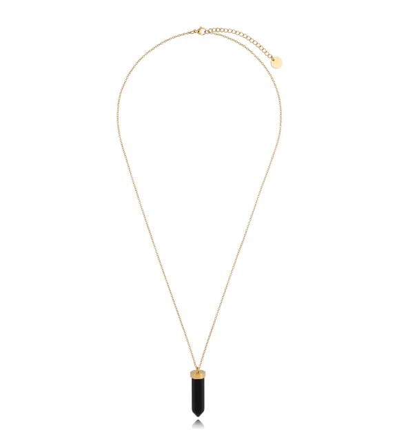 Naszyjnik złoty z czarnym agatem Go Get It 55 cm NSA0424