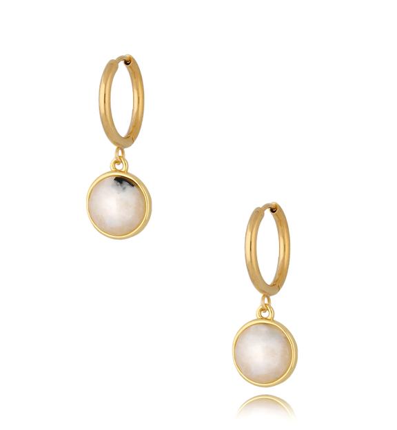 Kolczyki z kamieniami księżycowymi okrągłe Kalea KPA0127