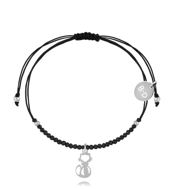 Bransoletka z turmalinami i srebrnym kotkiem Successo BMT0105