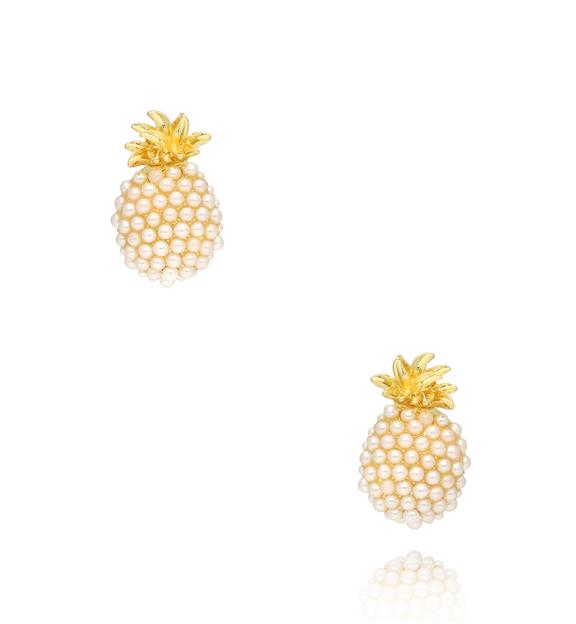 Kolczyki z ananasami złote Hawaii KSS1462