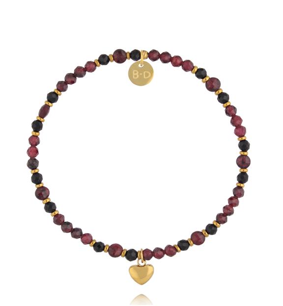 Bransoletka z granatami i turmalinami z sercem BTW3745