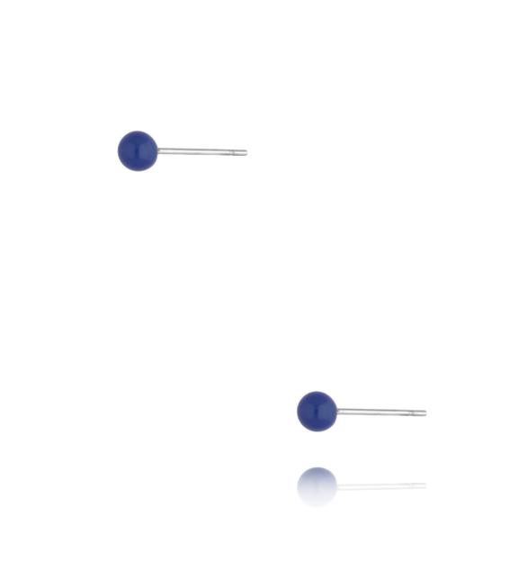 Kolczyki srebrne kulki z granatową emalią Enamel Balls KSA1446