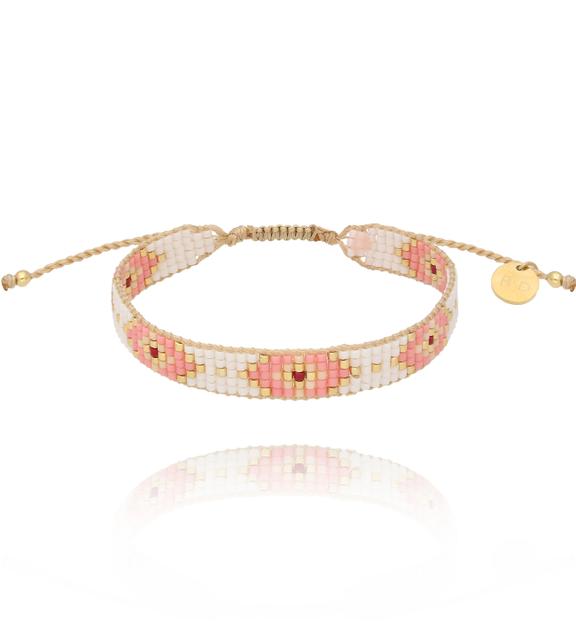 Bransoletka brzoskwiniowo biała Intrecciato BSC1879