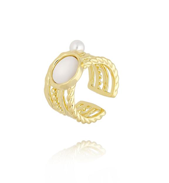 Pierścionek z masą perłową złoty PLU0015