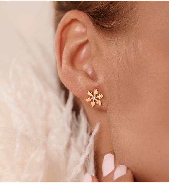 Kolczyki złote w kształcie śnieżynki KSY0588