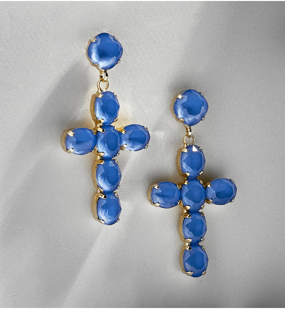 Kolczyki niebieskie krzyże Jolene KRG0847