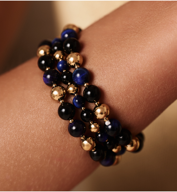 Bransoletka z agatami i tygrysim okiem BPA0519