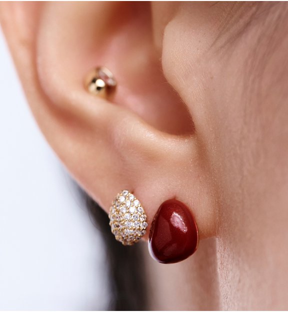 Zestaw kolczyków bordowo kryształowych KMB0047