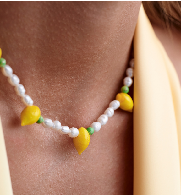 Naszyjnik z perłami i cytrynami NPA1479