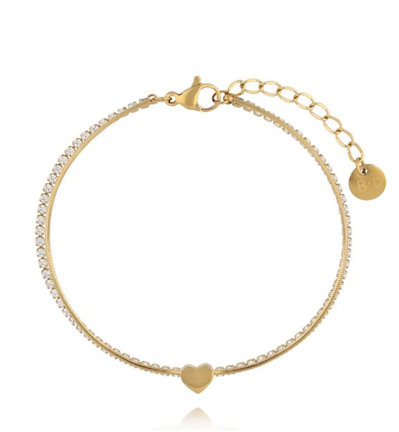 Zestaw złotych bransoletek z sercami ZN0142