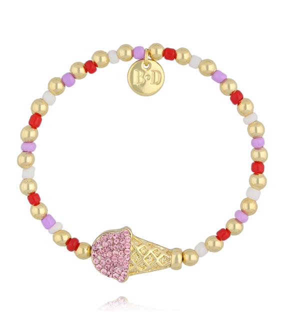 Bransoletka dla dziewczynki kolorowa z zawieszką w kształcie rożka BSS0291