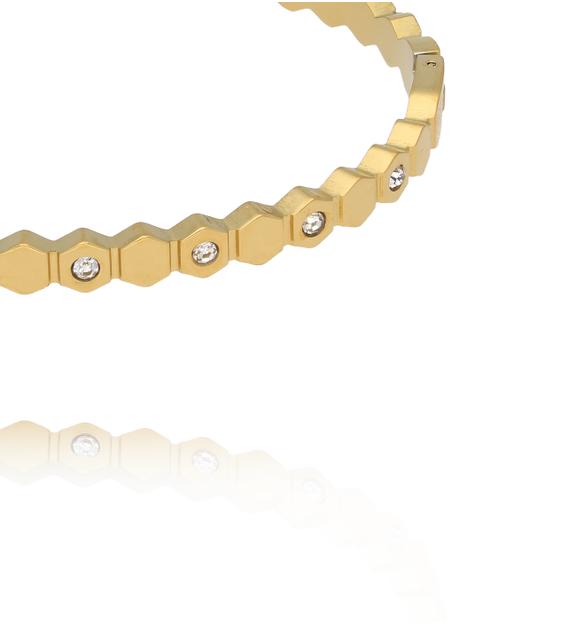 Bransoletka sztywna złota stal szlachetna geometryczna BSY0659