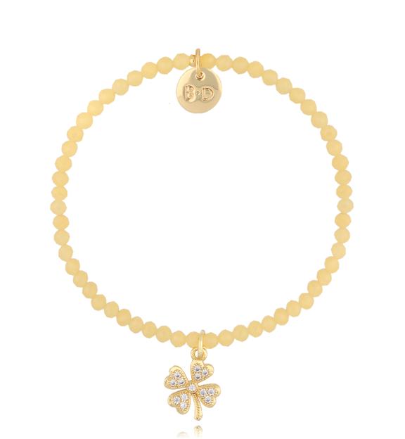 Bransoletka żółta z koniczynką Alfdis BTW2711