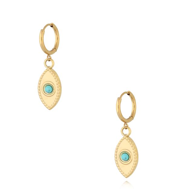 Kolczyki złote z turkusami Teal KSY0003