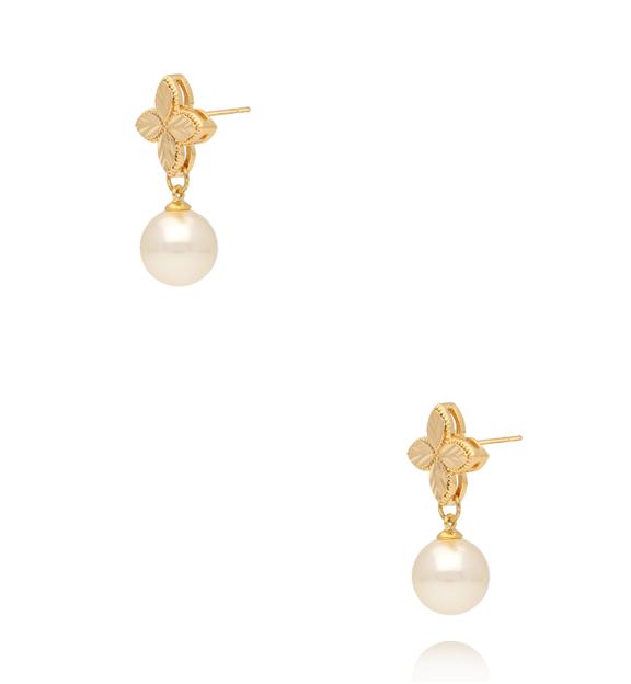 Kolczyki z perłami i koniczynkami złote KSS2186
