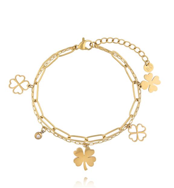 Bransoletka złota z koniczynkami BEA0075