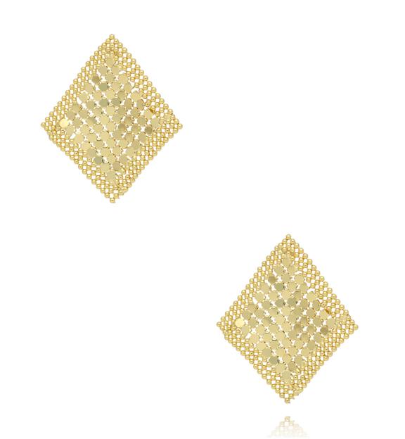 Kolczyki złote mesh w kształcie rombu KSS2199