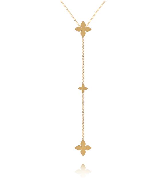 Naszyjnik z krawatkami i koniczynkami w kolorze złota NSY0891