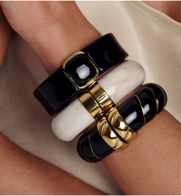 Bransoletka w odcieniu kości słoniowej ze złotym zapięciem BEU0014