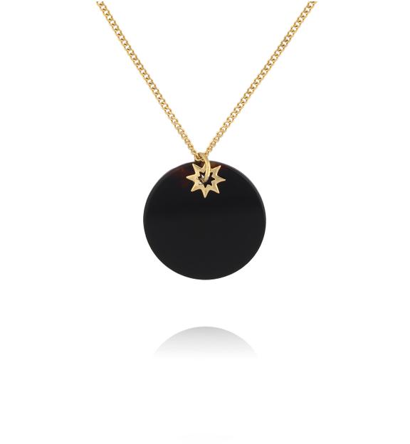 Złoty naszyjnik z czarnym agatem i gwiazdką NPA1460