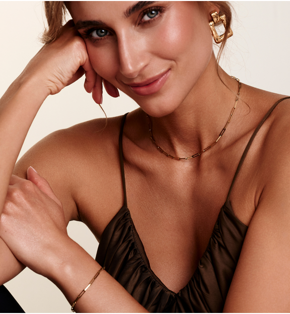 Zestaw biżuterii ze stali szlachetnej w złotym odcieniu ZN0198