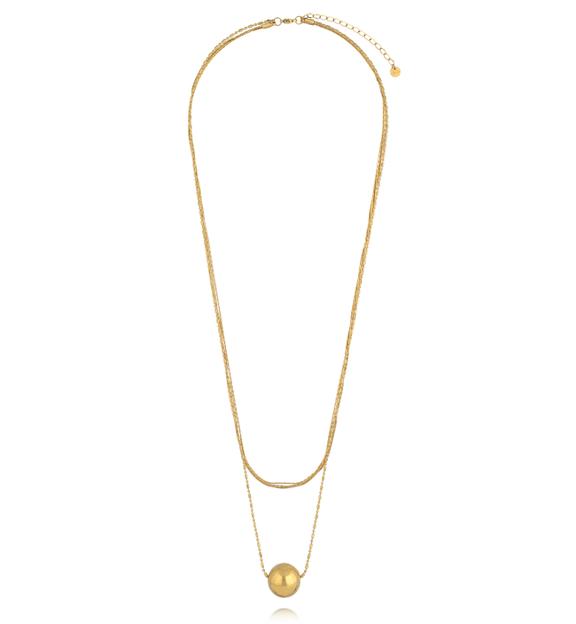 Naszyjnik podwójny z kulką złoty NSY0573