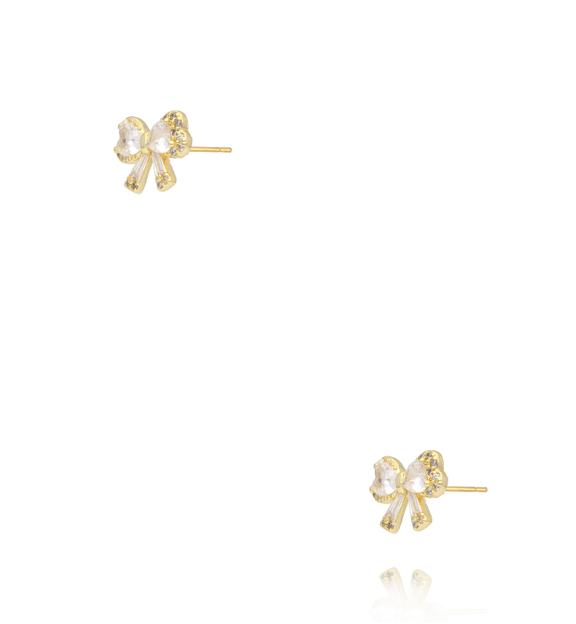 Kolczyki wkrętki kokardki z cyrkoniami KSS2219