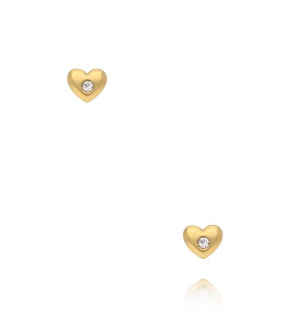 Kolczyki wkrętki w kształcie serca z cyrkonią złote KSY0613