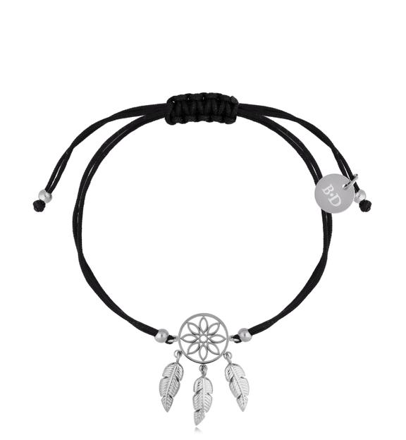 Bransoletka z czarnym sznurkiem Łapacz snów Dreamcatcher BGL0718