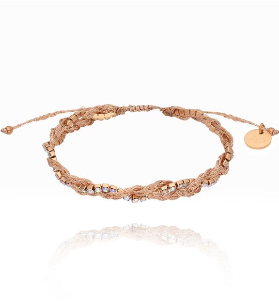 Bransoletka różowe złote z kryształkami pleciona Moonlit BSC1900
