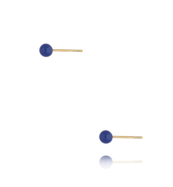 Kolczyki złote kulki z granatową emalią Enamel Balls KSA1447