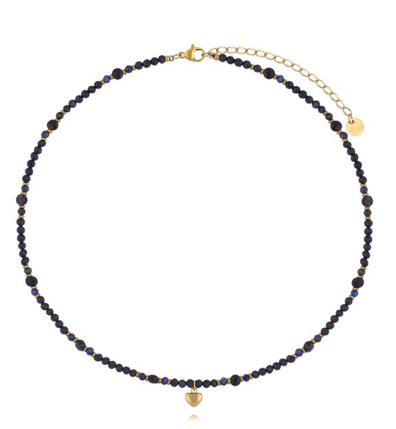 Naszyjnik z lapisami i sercem NTW1661