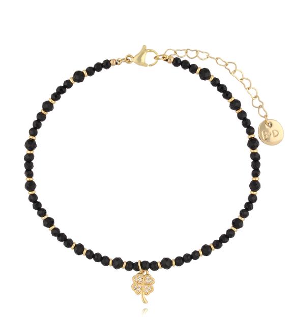 Bransoletka na nogę z turmalinami i koniczynką BNTW0101