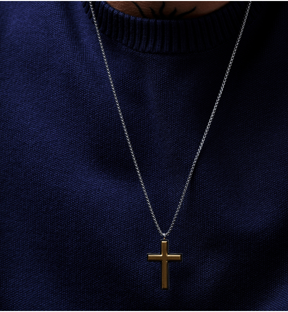 Naszyjnik męski ze złotym krzyżykiem Galti NMITC0120