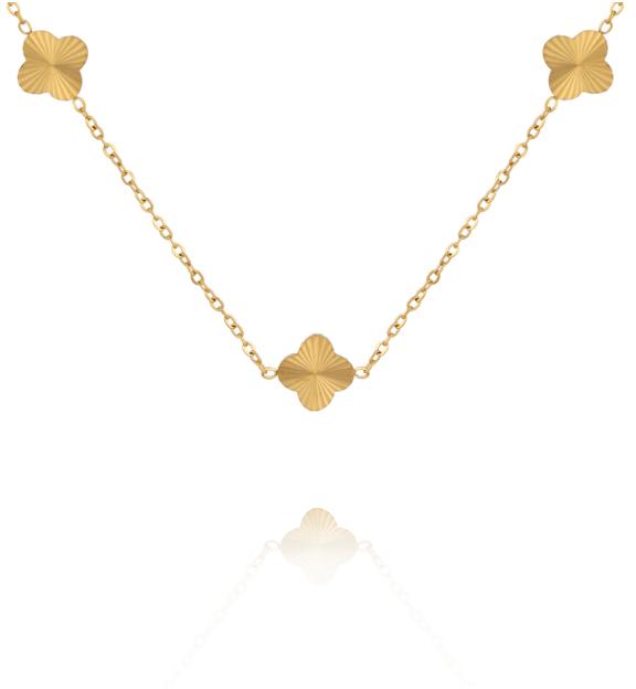Naszyjnik z subtelnymi koniczynkami w kolorze złota NSY0882