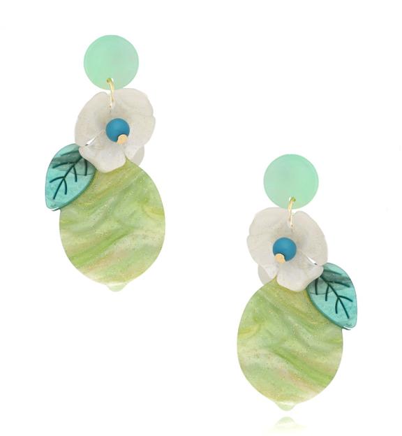Kolczyki z zielonymi kwiatkami Green Flower KZA0030