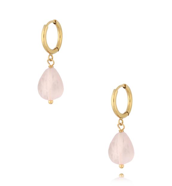 Kolczyki złote z kwarcami różowymi KPA0215