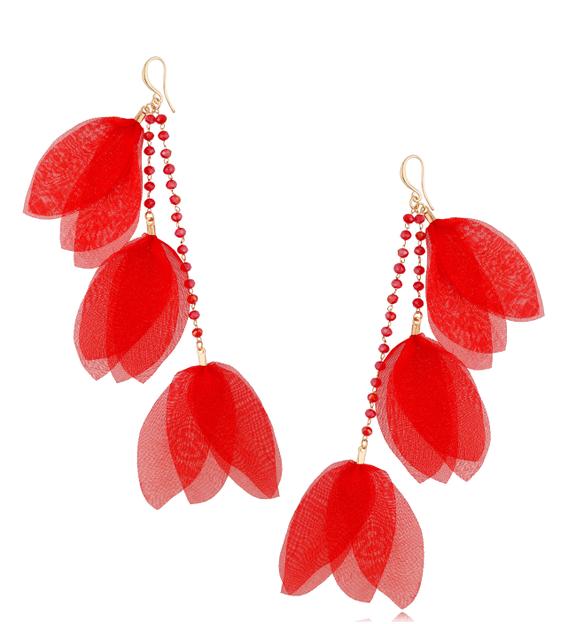 Kolczyki z szyfonu czerwone Tribeca KBL1186
