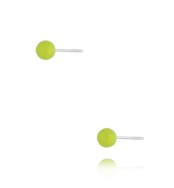 Kolczyki kulki z zieloną emalią 4 mm Enamel Balls KSA1708