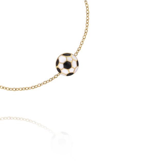 Bransoletka z emaliowaną piłką na złotym łańcuszku BSY0574