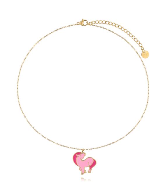 Naszyjnik z zawieszką różowego jednorożca NSY0824