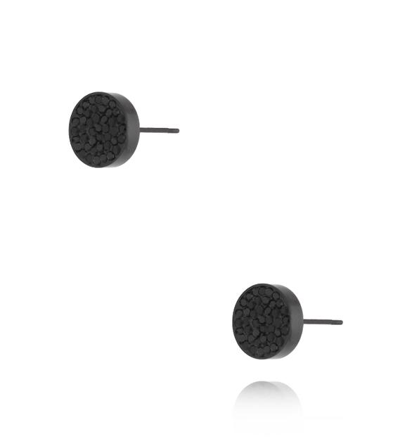 Kolczyki z cyrkoniami czarne dyski Diamants KSA1181