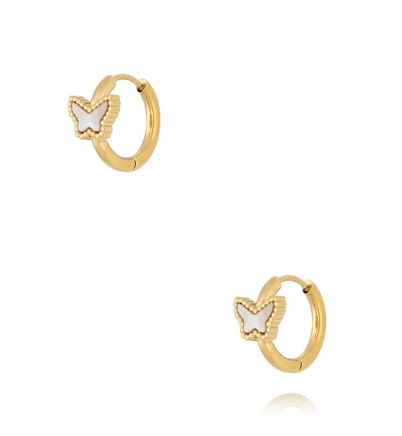 Kolczyki kółka z perłowymi motylkami KSA2397