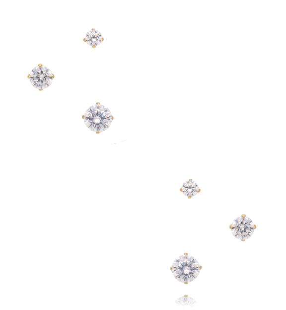 Zestaw złotych kolczyków z cyrkoniami – 3 wielkości KSY0432