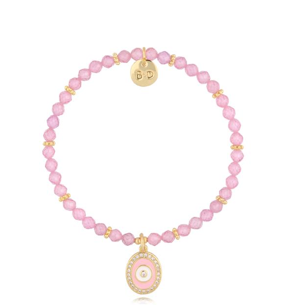 Bransoletka różowa z cyrkoniami Ultrabrillant BTW1751