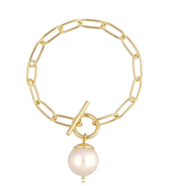 Bransoletka złoty łańcuch z perłą Yoko BRG0252