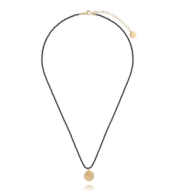 Naszyjnik z czarnymi agatami i zawieszką NTW1325