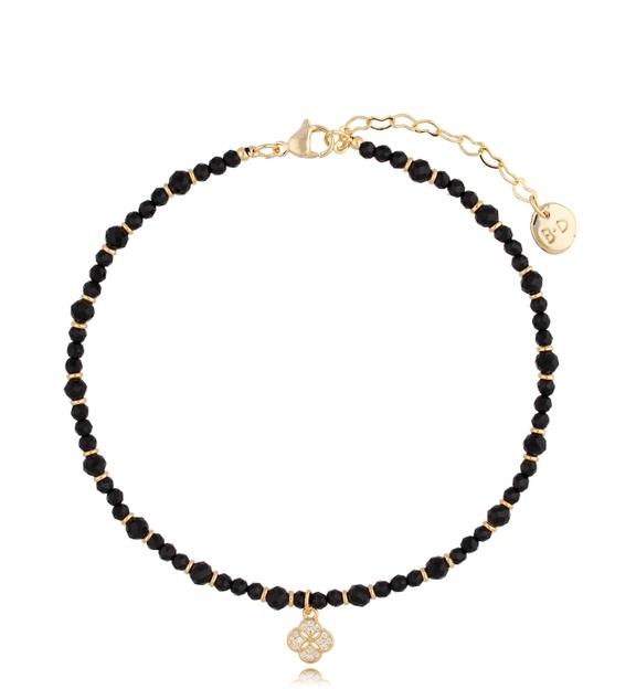 Bransoletka na nogę z czarnym agatem BNTW0055