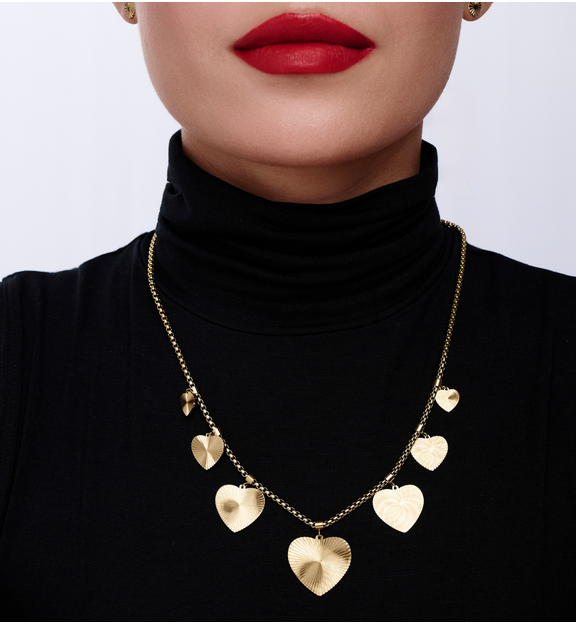 Naszyjnik z sercami złoty NEA0038